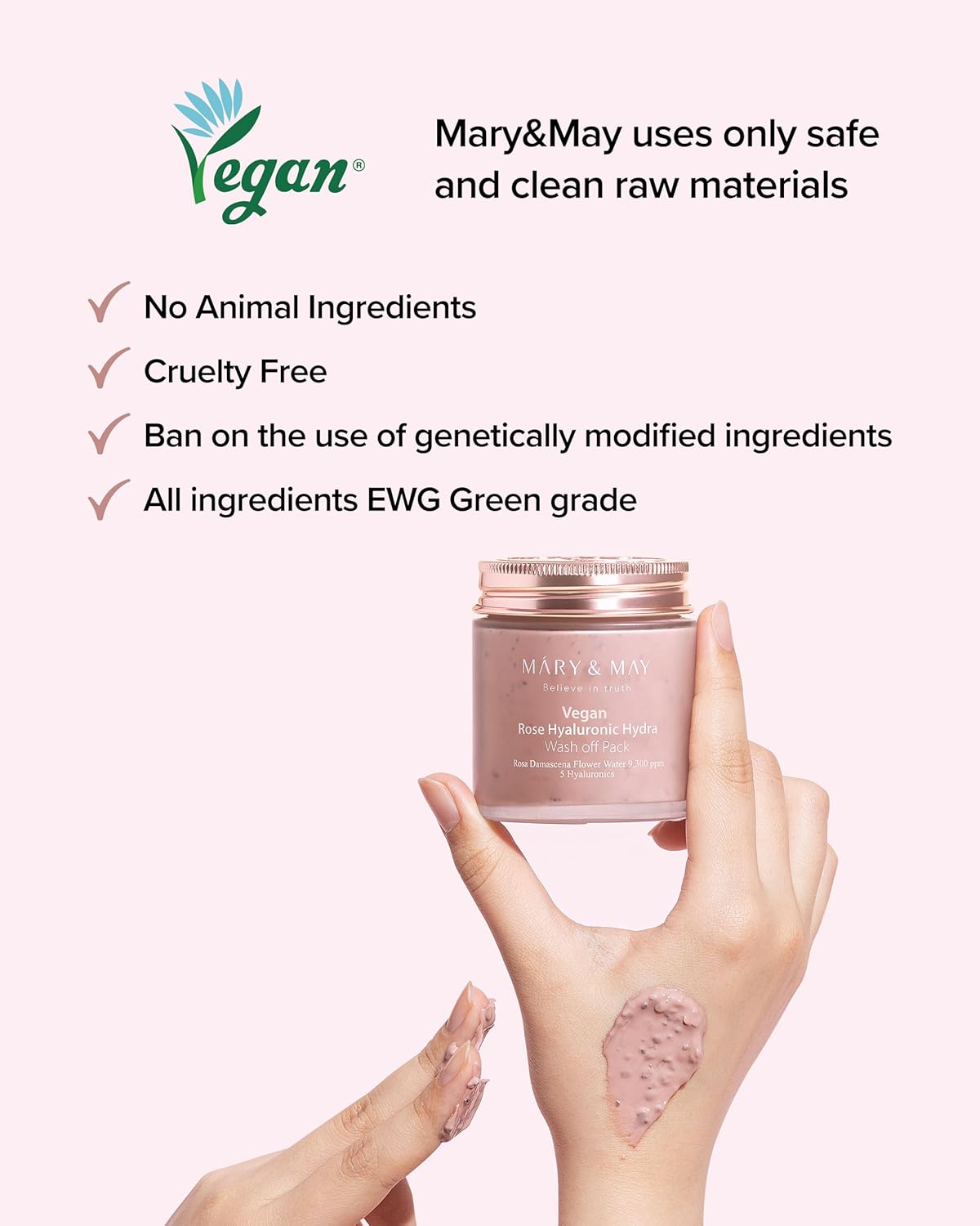 Mary &amp; May Vegan Rose Hyaluronic Hydra Wash Off Pack