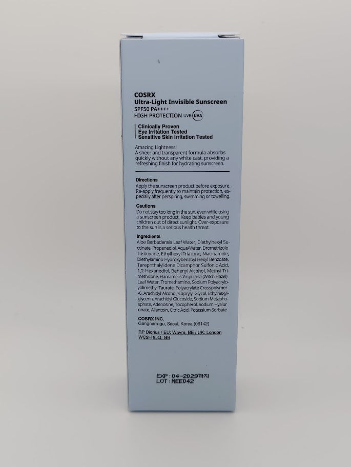 Cosrx Ultra-Light Invisible Sunscreen SPF50 PA++++