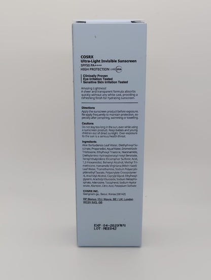 Cosrx Ultra-Light Invisible Sunscreen SPF50 PA++++