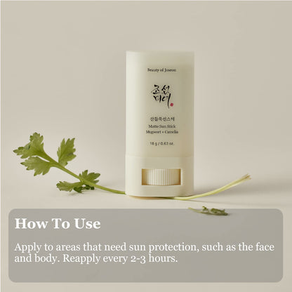 Beauty of Joseon Matte Sun Stick : Mugwort+Camelia SPF 50+ PA++++